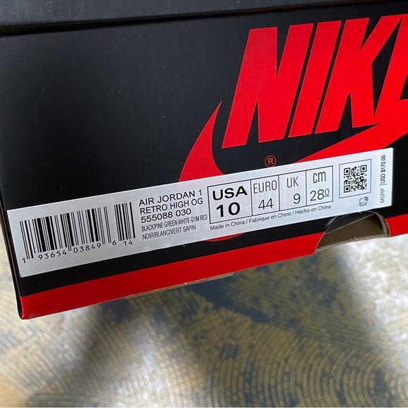 Nike Air Jordan 1 Hi Retro Pine Green 555088-030 Toe Gorge - Picture 8 of 11